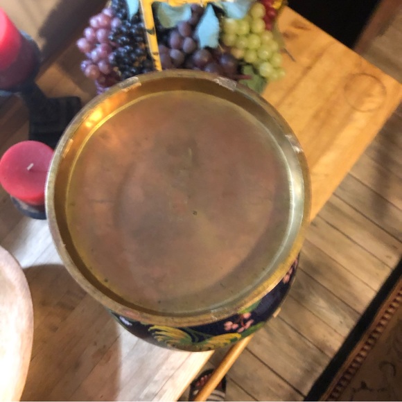 Large Qing Dynasty  Cloisonné Turquoise  Floral Vase - Picture 12 of 13